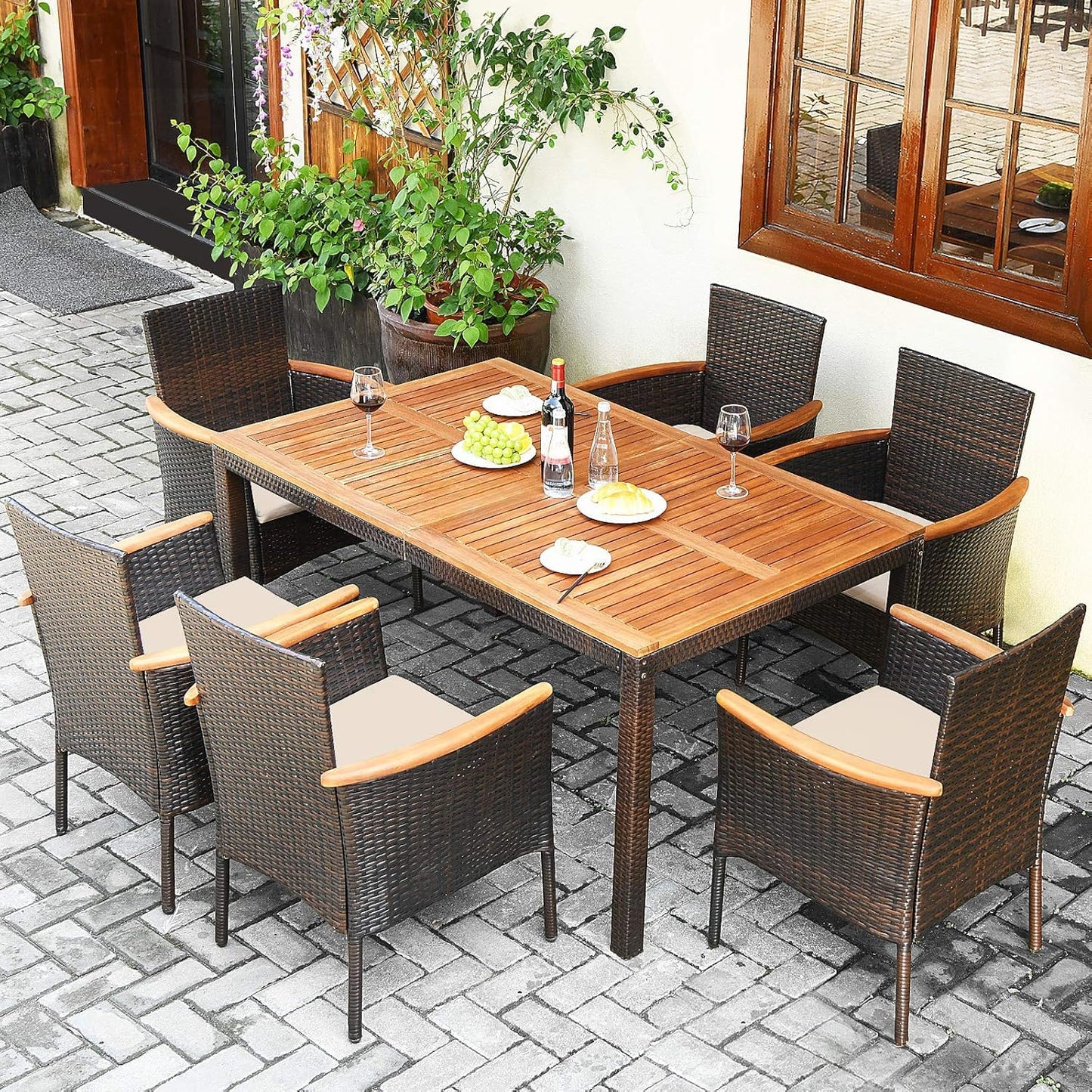 Tangkula Outdoor Patio Wicker Chairs Set of 6