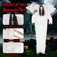 Tangkula 6.6 Feet Halloween Animatronic Standing Angel with Sound-Activated Light-up Eyes and Flapping Wings