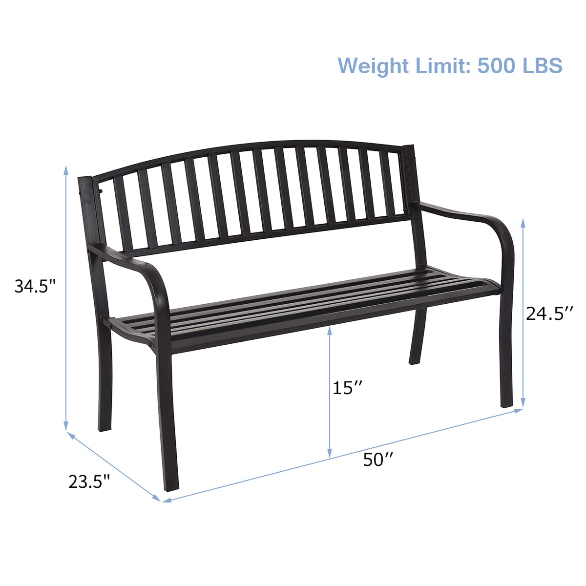 Tangkula 50 Inch Outdoor Steel Garden Bench Park Bench
