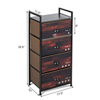 4 Drawer Dresser, Vertical Dresser Storage Tower with Fabric Drawers and Steel Frame