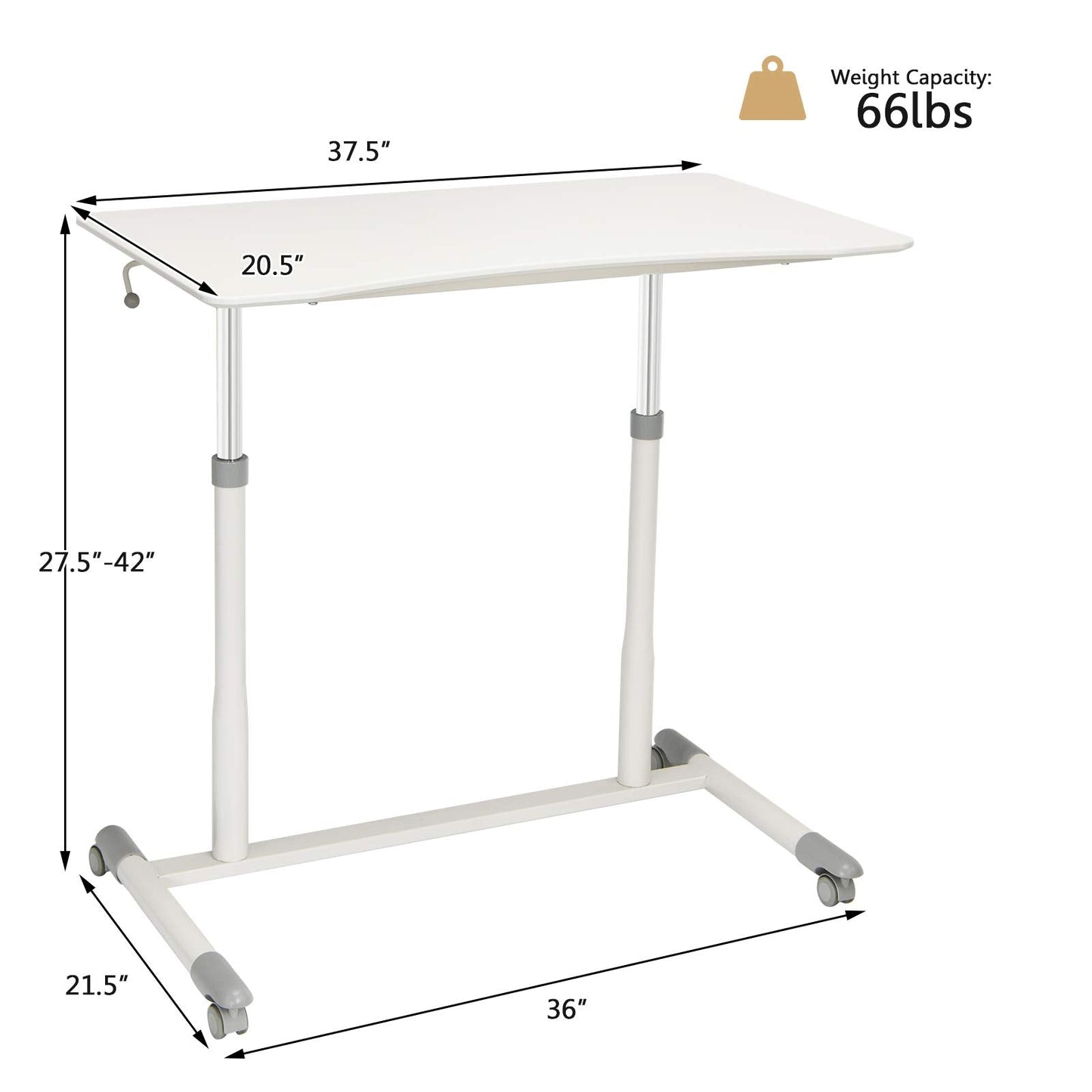 Mobile Standing Desk Computer Desk - Tangkula