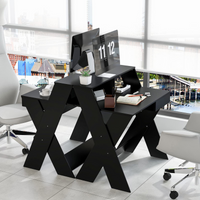 Tangkula Computer Desk with Storage Drawer, Small Writing Desk with Monitor Stand Riser