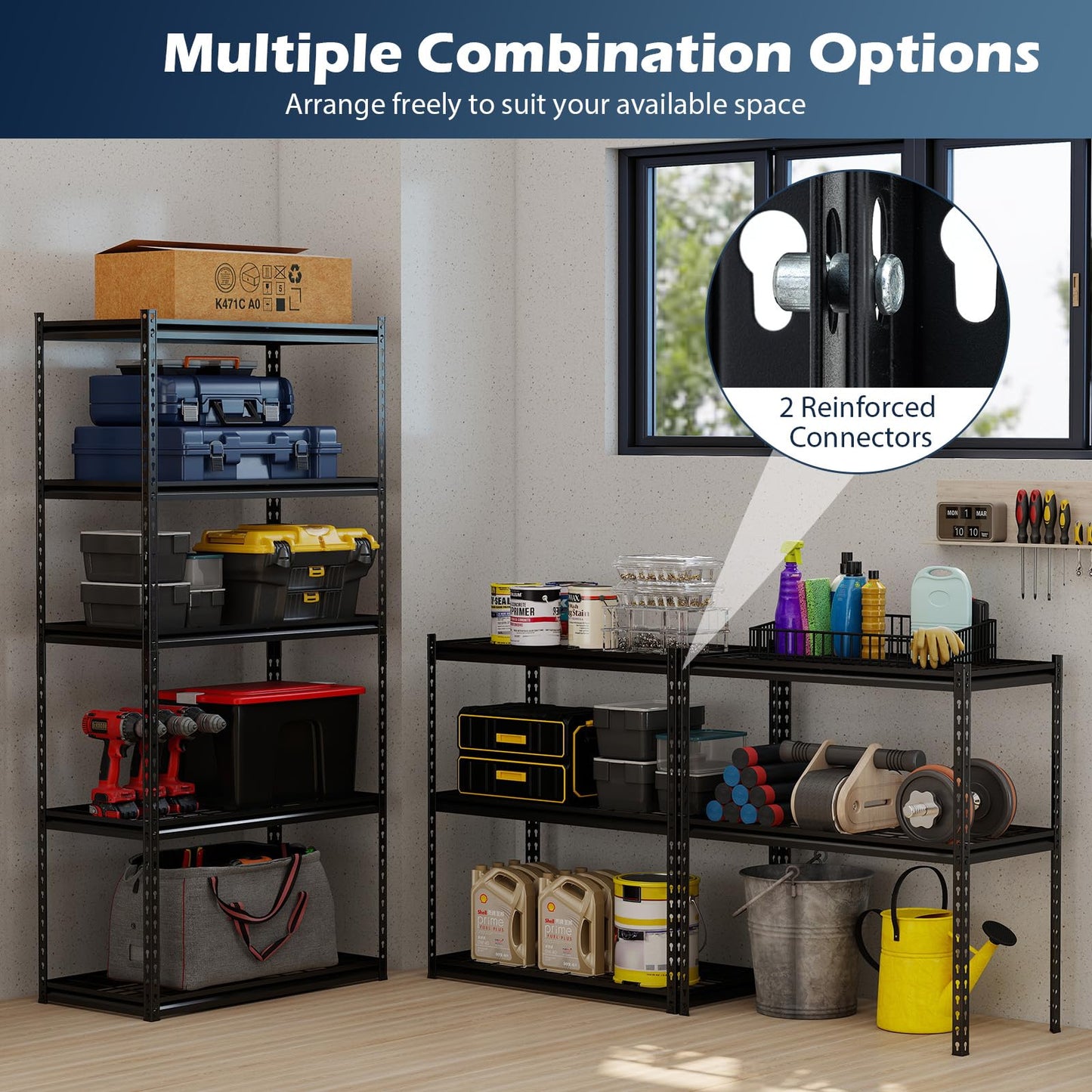 Tangkula 5-Tier Metal Garage Shelving Units with 2000 LBS Capacity (1/2/3/4)