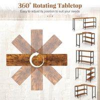 Tangkula Large 360° Free Rotating Sofa Side Table