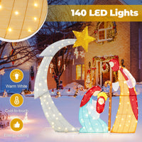 Tangkula 5 FT Lighted Christmas Nativity Scene Set, Outdoor Holy Family Decoration with 140 Warm White LED Lights