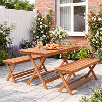 Tangkula Outdoor Wood Bench Backless