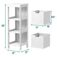 Tangkula Bathroom Floor Cabinet, Multifunctional Wooden Storage Cabinet with 2 Adjustable Drawers