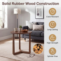 Tangkula Farmhouse 22.5" Round End Table with Solid Rubber Wood Legs (1/2)