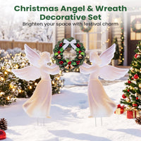 Tangkula Outdoor Christmas Angel & Wreath Decorative Set