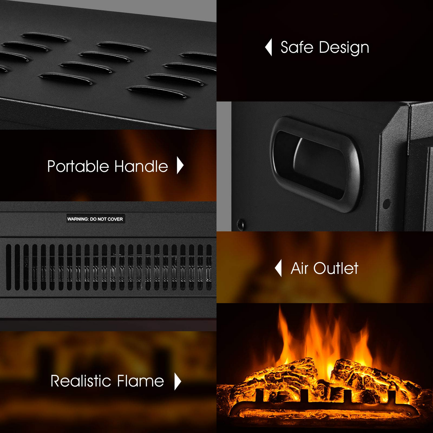 Tangkula 18 Inch Electric Fireplace Insert, Freestanding & Recessed Electric Fireplace Heater with Remote Control, Adjustable Heater