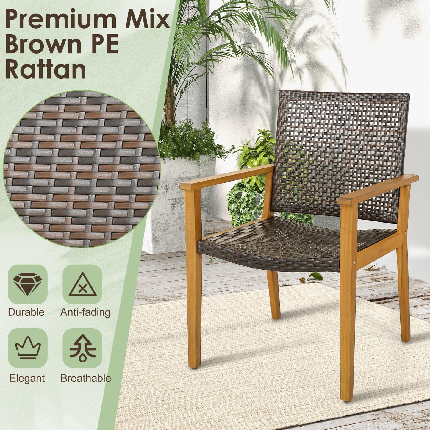 Tangkula 9 Pieces Patio Table and Chairs Set for 8 for Deck Backyard Poolside