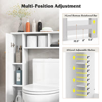 Tangkula Over The Toilet Storage Cabinet, Freestanding Above Toilet Organizer w/ 10-Level Adjustable Shelves & Crossbar