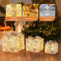 Tangkukla 3 Pack Christmas Lighted Gift Box, Pre-Lit Festive Boxes w/ 50 LED Lights