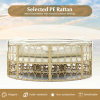 Tangkula Outdoor Patio Round Daybed with Retractable Canopy, Soft Cushions
