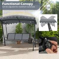 Tangkula 3 Person Porch Swing, Patio Swing with Adjustable Canopy, Heavy-Duty Metal Frame & Breathable Seat
