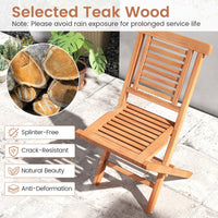 Tangkula Teak Wood Folding Patio Chairs Set of 2/4(25" x 19" x 35.5")