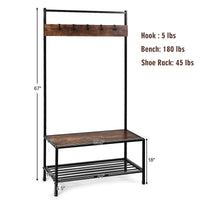 Tangkula 3 In 1 Entryway Hall Tree with Coat Rack & Shoe Storage
