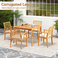 Tangkula Patio Chairs Set of 2/4 with Inclined Backrests and Slatted Seats