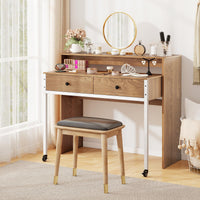 Tangkula Extendable Computer Desk with 2 Storage Drawers