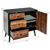 Tangkula Retro Storage Cabinet, Wood Floor Storage Cabinet with 3 Drawers and 1 Cabinet w/Adjustable Shelf, Accent Cabinet
