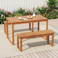 Tangkula 43.5" 2-Person Acacia Wood Outdoor Bench (1/2)