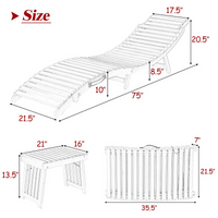 Tangkula 3 Pcs Folding Patio Solid Eucalyptus Wood Lounge Chair Set (Red & White)