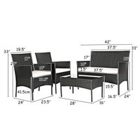 Tangkula Patio Furniture Set, Outdoor Wicker Conversation Set with Tempered Glass Coffee Table
