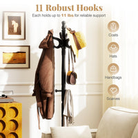 Tangkula Coat Rack Freestanding 11 Hooks and 3 Height Options for Coats