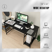 Tangkula 55 Inch Computer Desk with Power Outlet & USB Ports