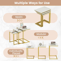 Tangkula Nesting Table Set of 3 Rectangle Stacking Side End Table with Wood Top & Metal Legs