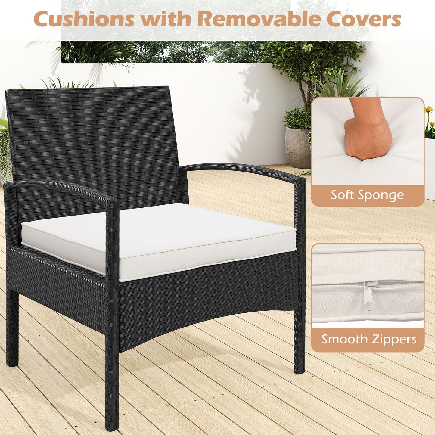Tangkula 3 Piece Patio Furniture Set for Porch Balcony Backyard Poolside