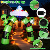 Tangkula 10.5 FT Halloween Lighted Inflatable Alien Archway with LED Lights