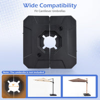 Tangkula 2-Piece 274 Lbs HDPE Square Offset Umbrella Stand with Water & Sand Filled Weight