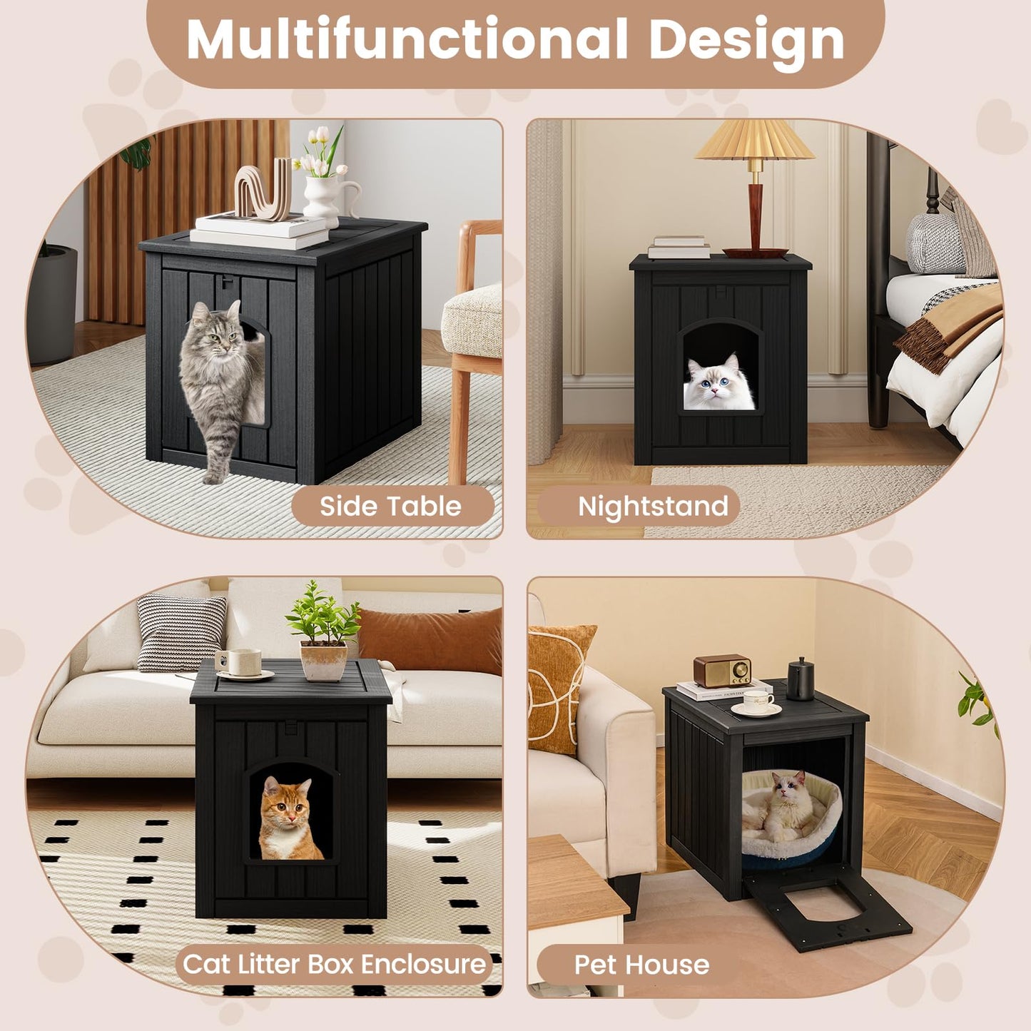 Tangkula Litter Box Enclosure with Flip Front Door & Raised Floor