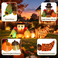 Tangkula 8.3 FT Thanksgiving Inflatable Turkey with Built-in LED Lights