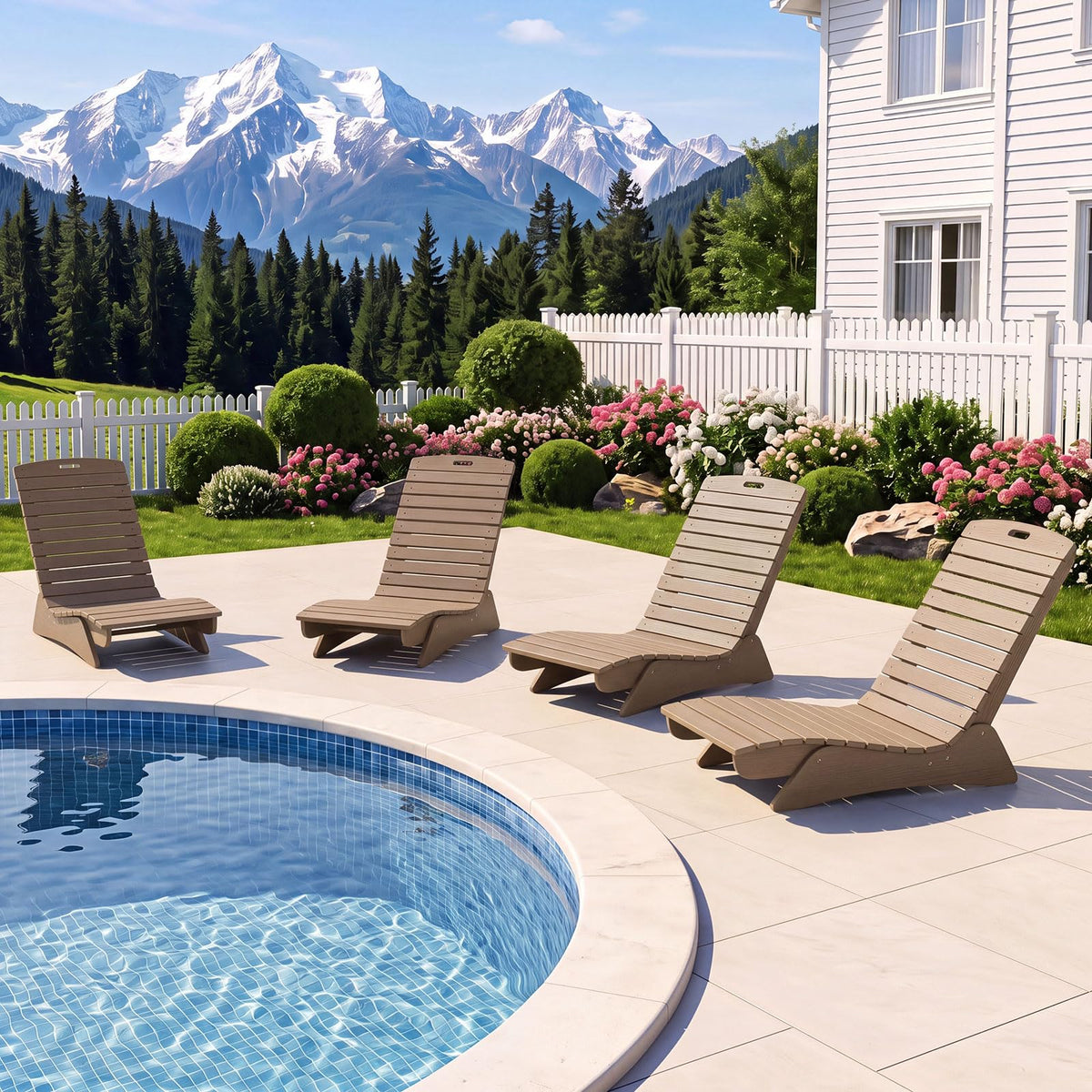 Chaise longue Tangkula en PEHD pour piscine, pour une profondeur d'eau de 5,5" à 8,5"