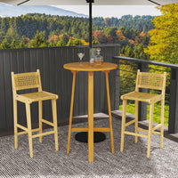 Tangkula Patio Teak Wood Bar Stools（1/2/4）