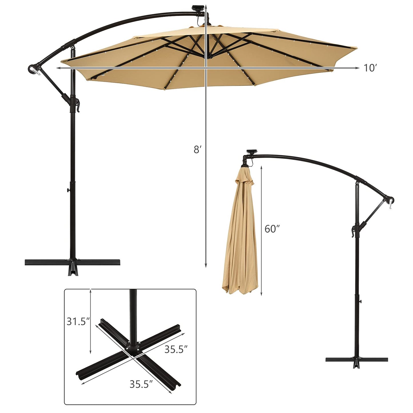 TANGKULA 10 Ft Patio Offset Umbrella for Backyard
