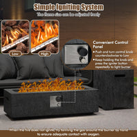 Tangkula 50,000 BTU Fire Pit Table Set, 42.5” Magnesium Oxide Propane Gas Fire Pit w/Hideaway Tank Holder, Protective Cover Included, Simple Ignition