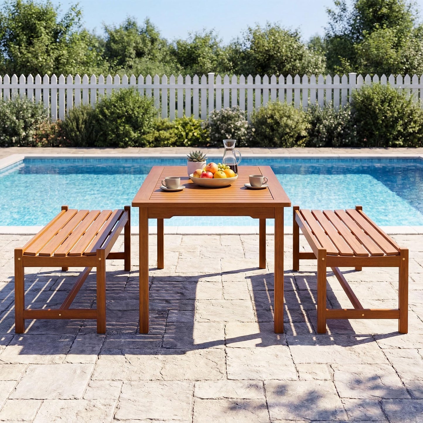 Tangkula Outdoor Wood Bench Backless for Backyard