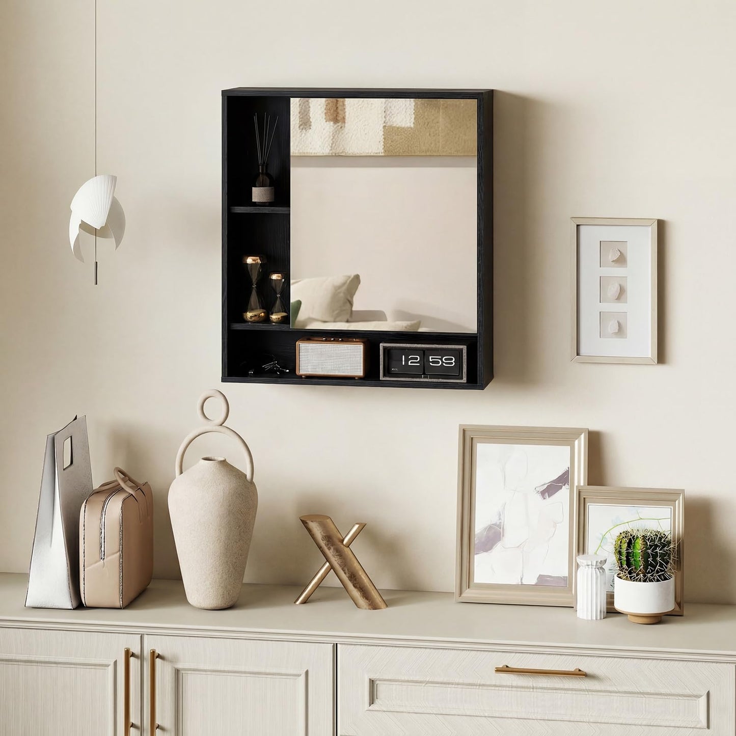 Tangkula Bathroom Cabinet with Mirror for Living Room