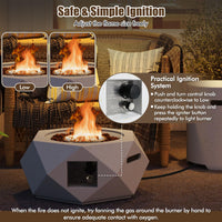 Ensemble table foyer propane Tangkula, braséro à gaz hexagonal en terrazzo de 28 po avec support de réservoir escamotable