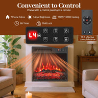 Tangkula 18 Inch Electric Fireplace Insert with Remote Control and 7 Realistic Flame Colors