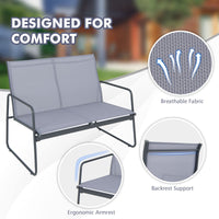 Tangkula 4 Pieces Patio Furniture Set with Tempered Glass Coffee Table (Gray)