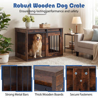 Tangkula Farmhouse Wooden Dog Crate Furniture
