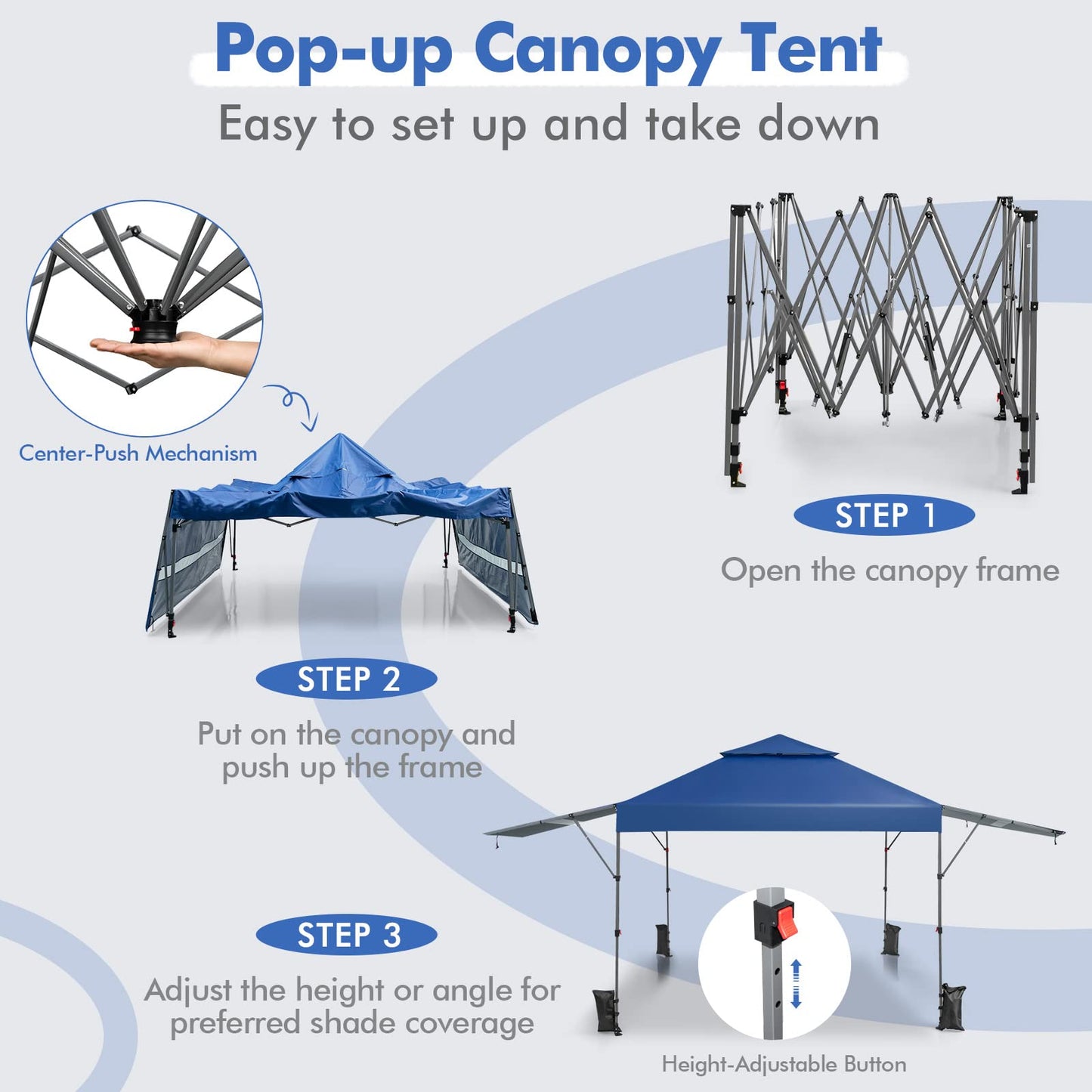 Tangkula 10x17.6 Ft Pop Up Canopy with Adjustable Dual Awnings, Easy Setup Instant Tent for Patio, Market, Picnic