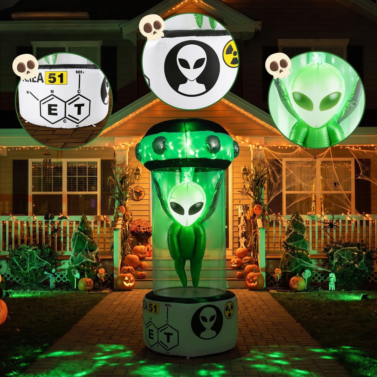 Tangkula 7.4 FT Halloween Lighted Inflatable Alien Decorations