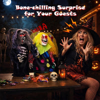 Tangkula 2 Pack Halloween Animated Tabletop Clown & Grim Reaper Decorations