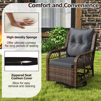 Tangkula 3 Piece Patio Swivel Rocker Set with Tempered Glass Side Table