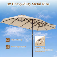 Tangkula 13 Ft Double-Sided Extra Large Outdoor Market Table Umbrella with 36 LED Lights